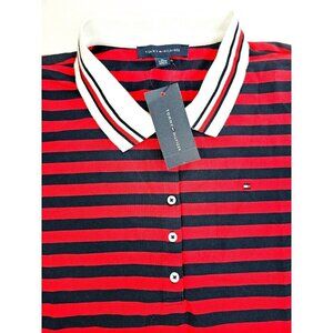 Tommy Hilfiger Size XL Womens Black Red Stripe Short Sleeve Heritage Polo NWT